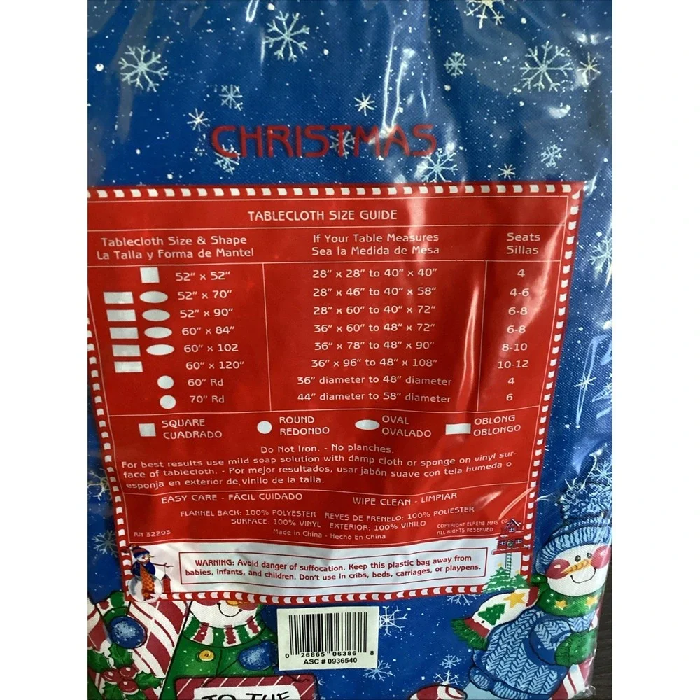 Vtg Daisy Kingdom Vinyl Christmas Table Cloth 52 X 70 Oblong Flannel Backed